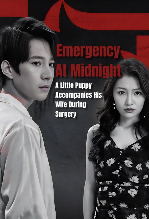 Emergency At Midnight. A Little Puppy Accompanies His Wife During Surgery